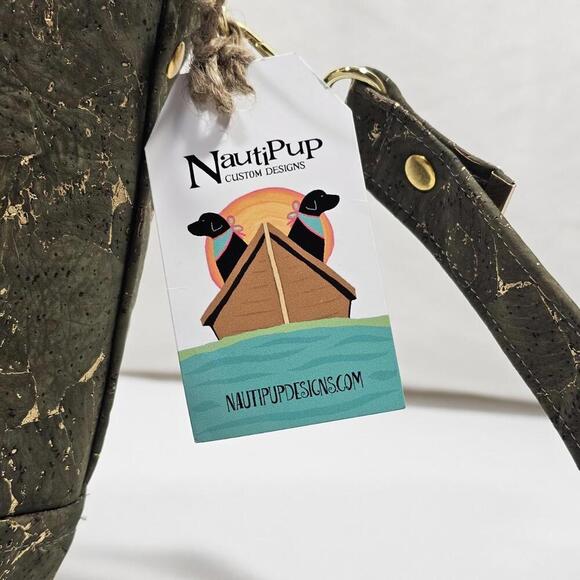 Nautipup Midge Glam Handbag Green And Gold Metallic Flake Cork From Portugal - Picture 7 of 11